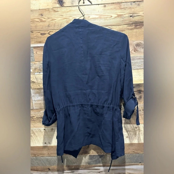 Zara flowy blazer jacket USXS office street Shacket Drawstring open navy cargo - Picture 4 of 4